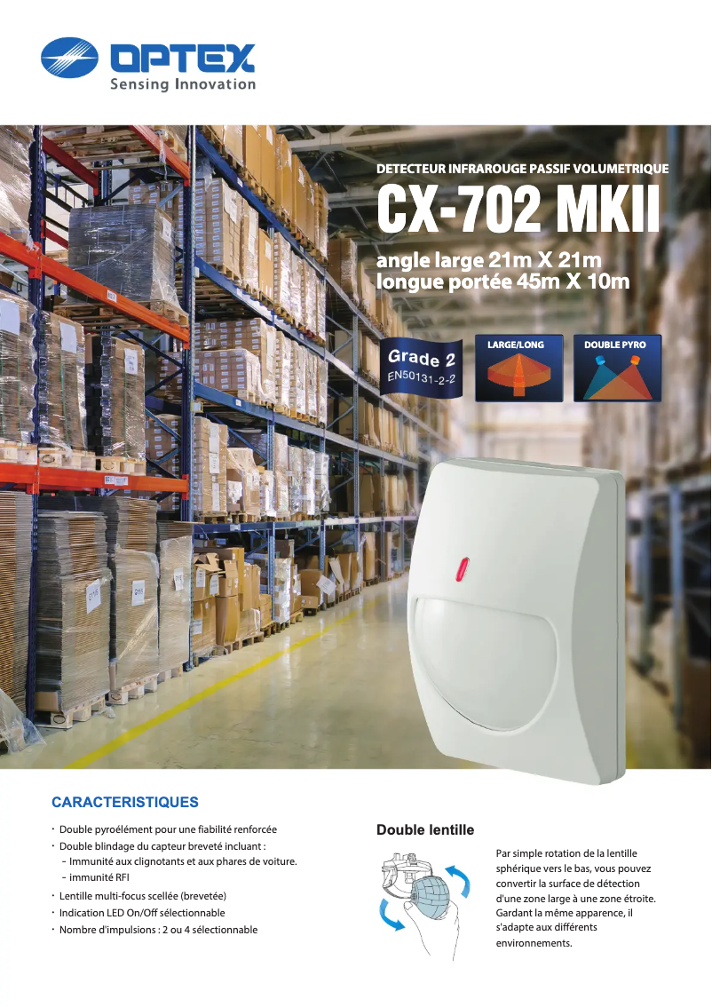 Page 1 de la notice Fiche technique Optex CX-702 MKII