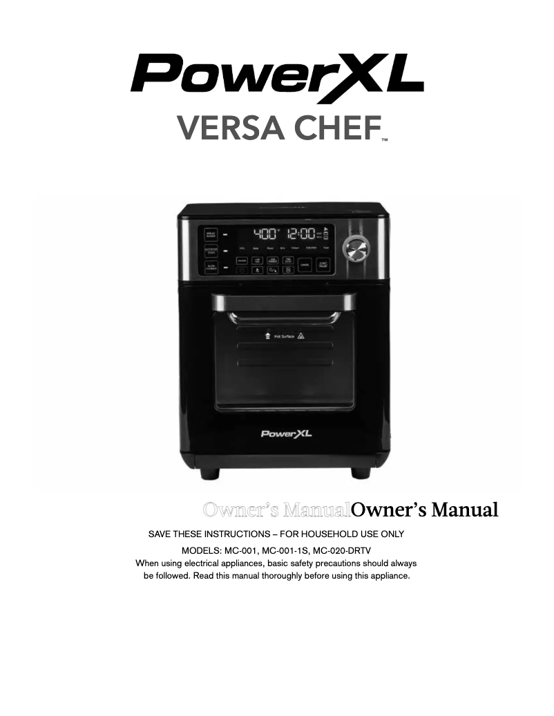 Page n°1 - Manuel utilisateur PowerXL Versa Chef MC-001-1S