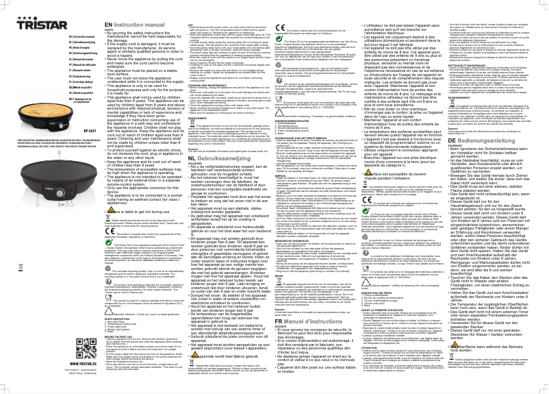 Page 1 de la notice Manuel utilisateur TriStar BP-2637