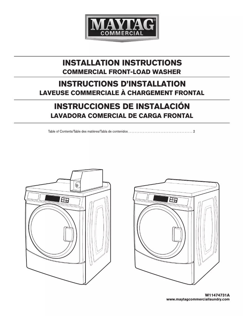 Page 1 de la notice Guide d'installation Maytag MHN33PD