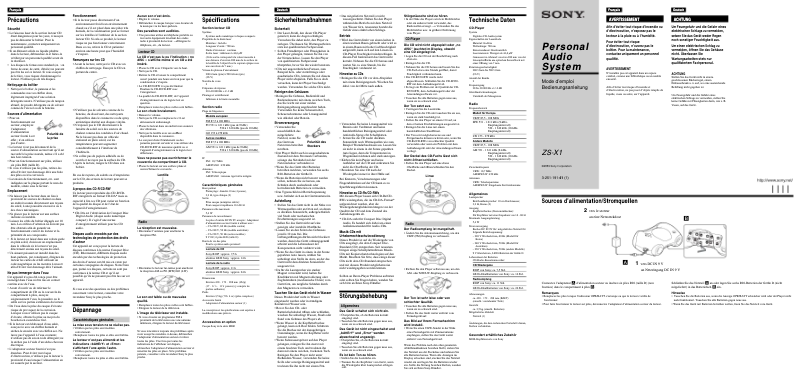 Page 1 de la notice Manuel utilisateur Sony ZS-X1