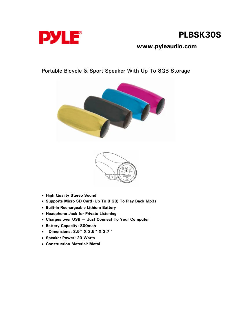 Page n°1 - Manuel utilisateur Pyle PLBSK30BK