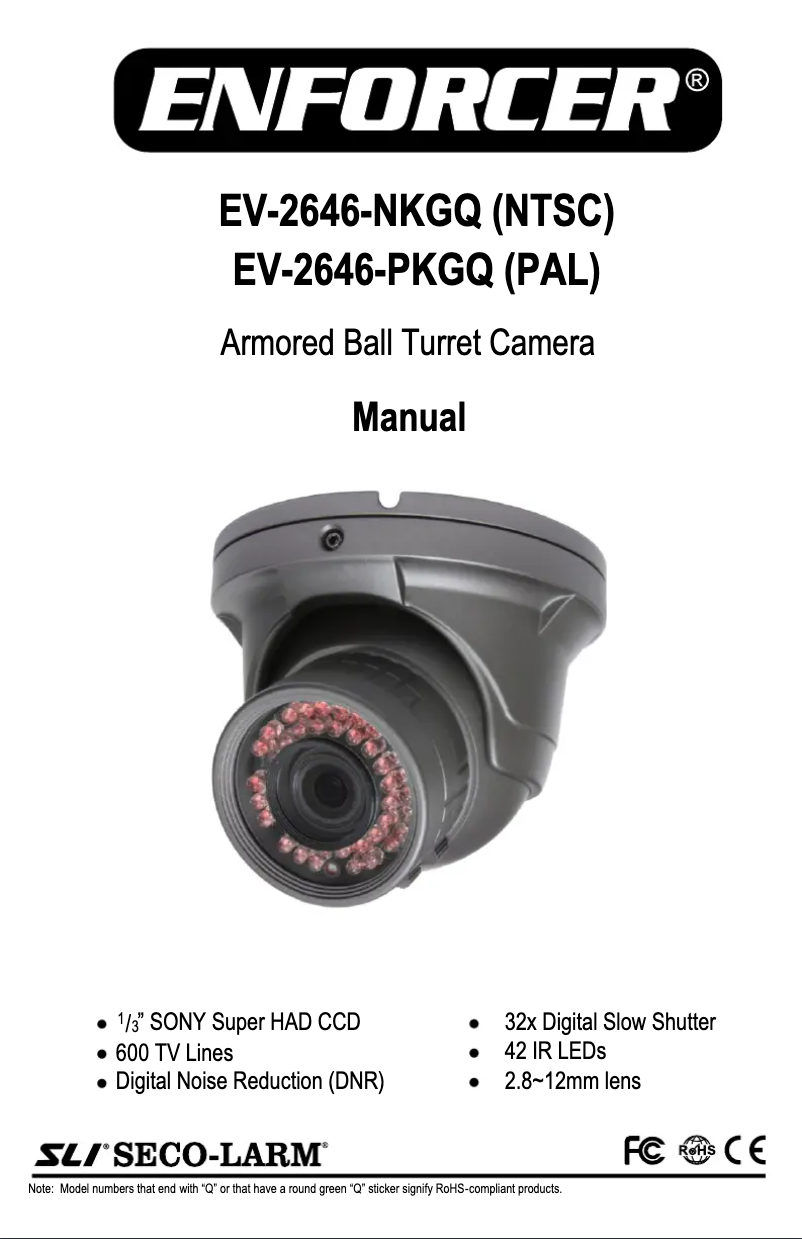 Page n°1 - Manuel utilisateur Seco-Larm Enforcer EV-2646-NKGQ