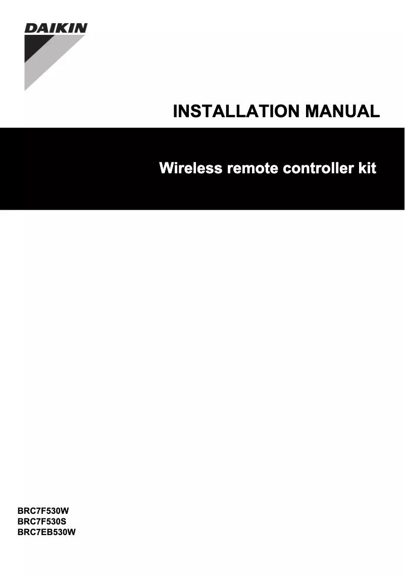 Page 1 de la notice Guide d'installation Daikin BRC7F530S