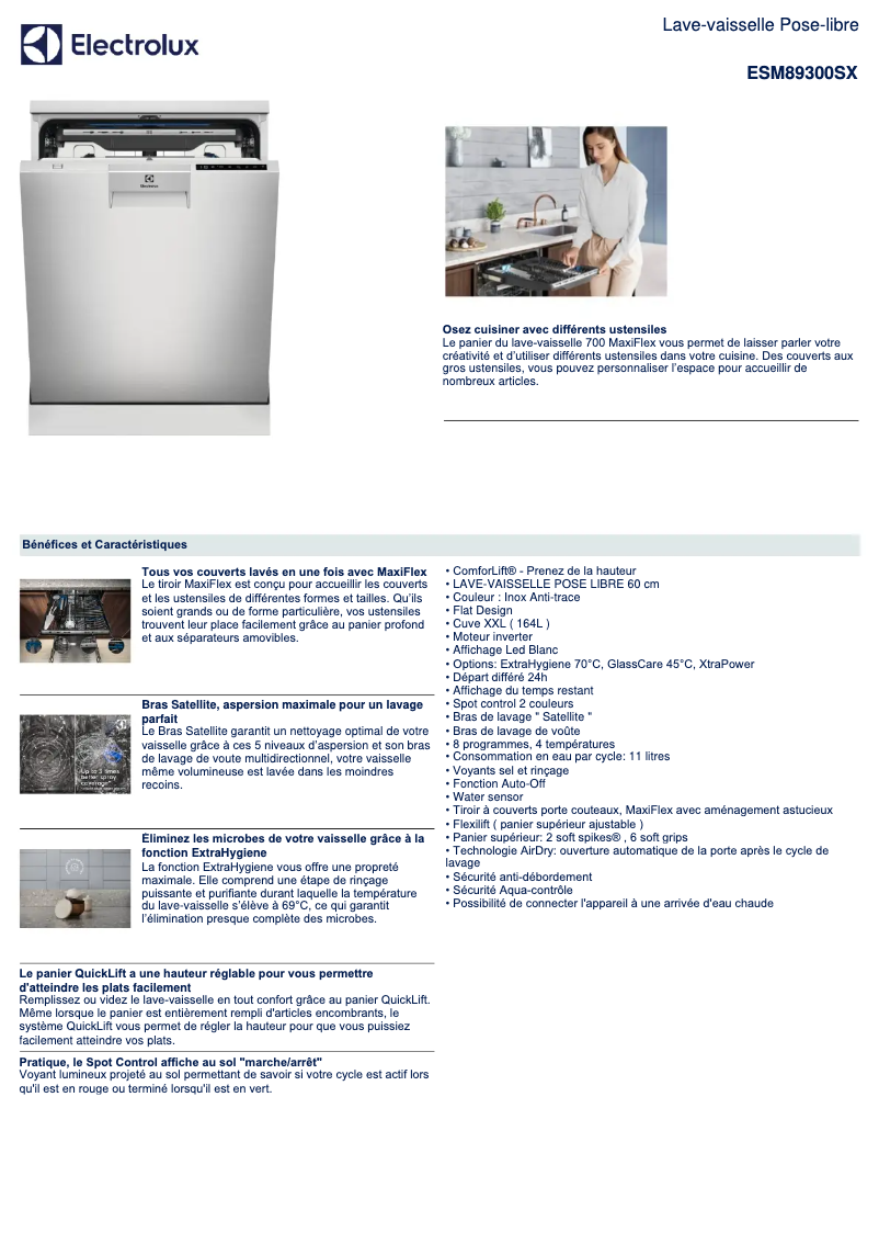 Page n°1 - Fiche technique Electrolux ESM89300SX