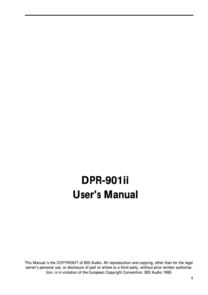 Page 1 de la notice Manuel utilisateur BSS Audio DPR-901II