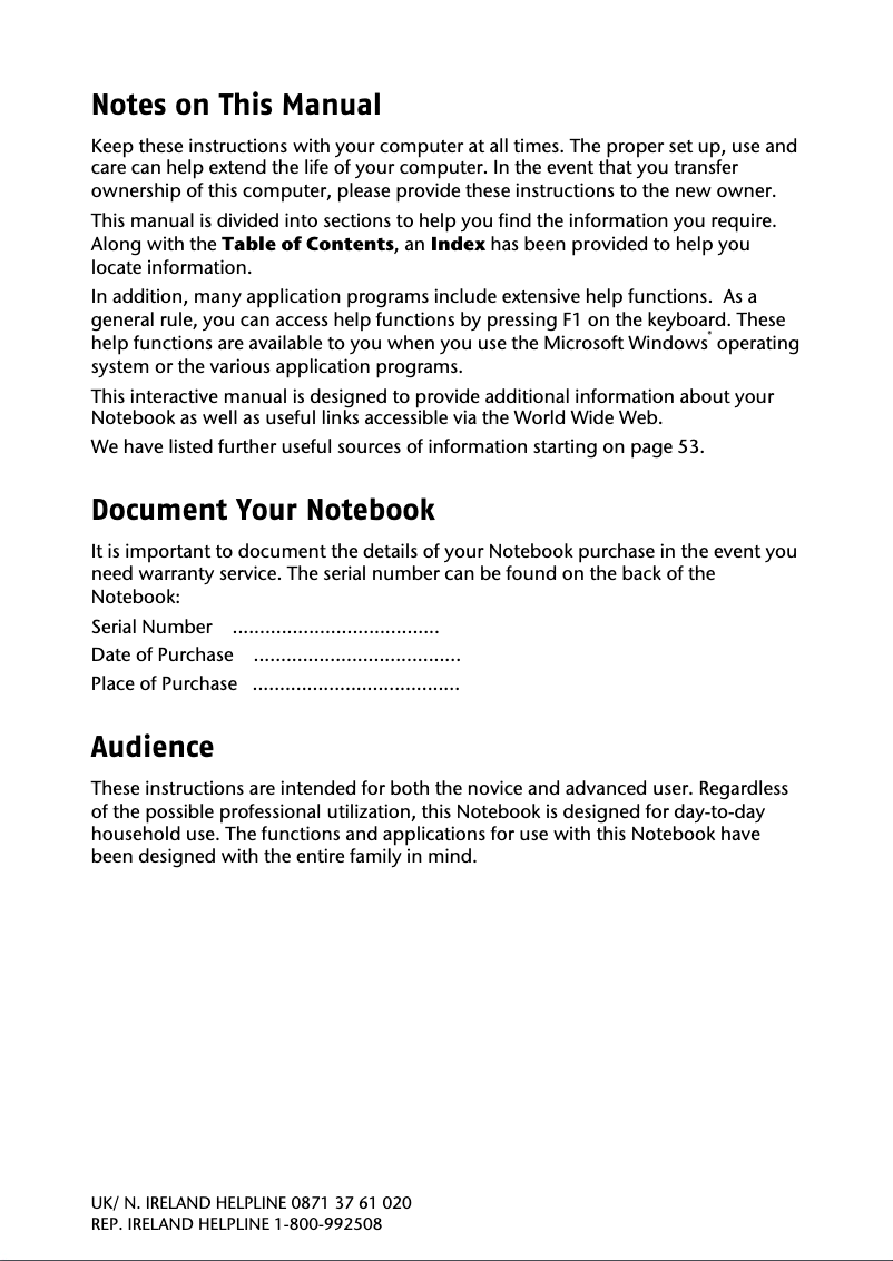 Page 1 de la notice Manuel utilisateur Medion AKOYA E1312 (MD 97690)