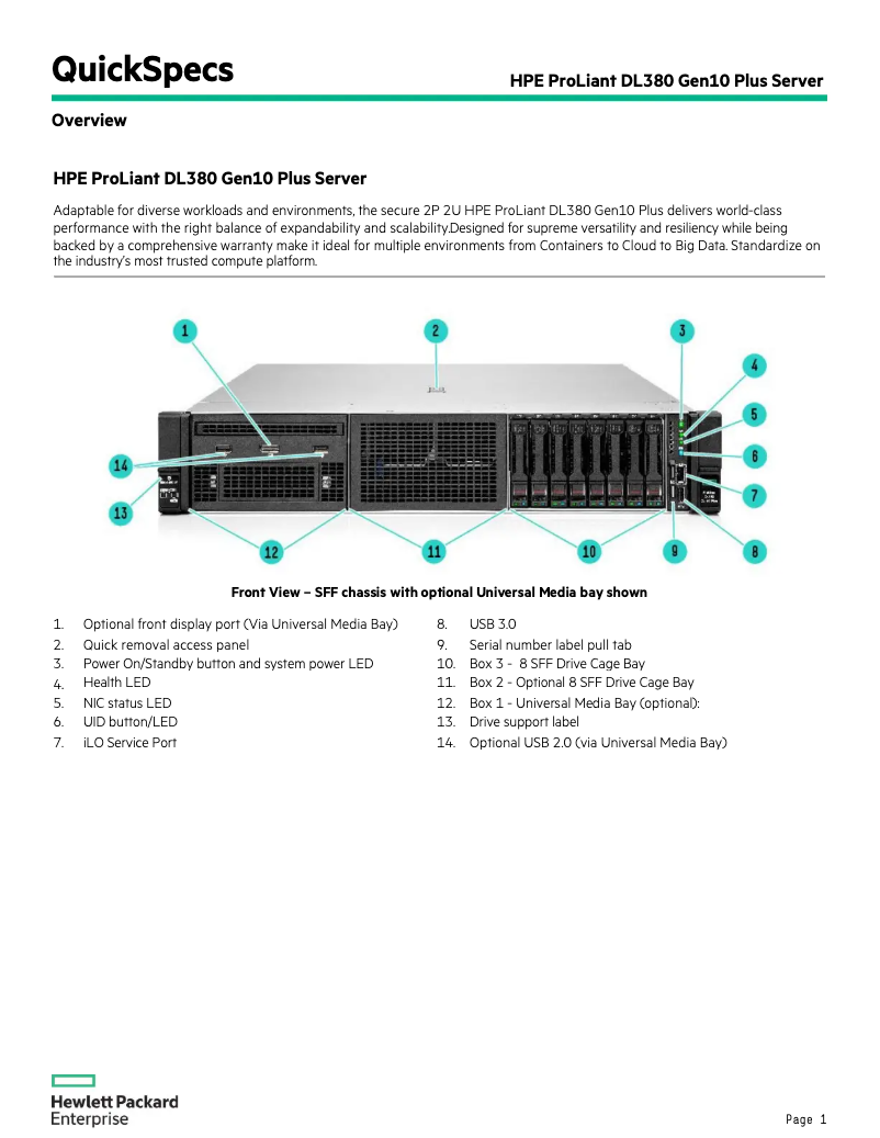 Page n°1 - Manuel utilisateur HP ProLiant DL380 Gen10 Plus