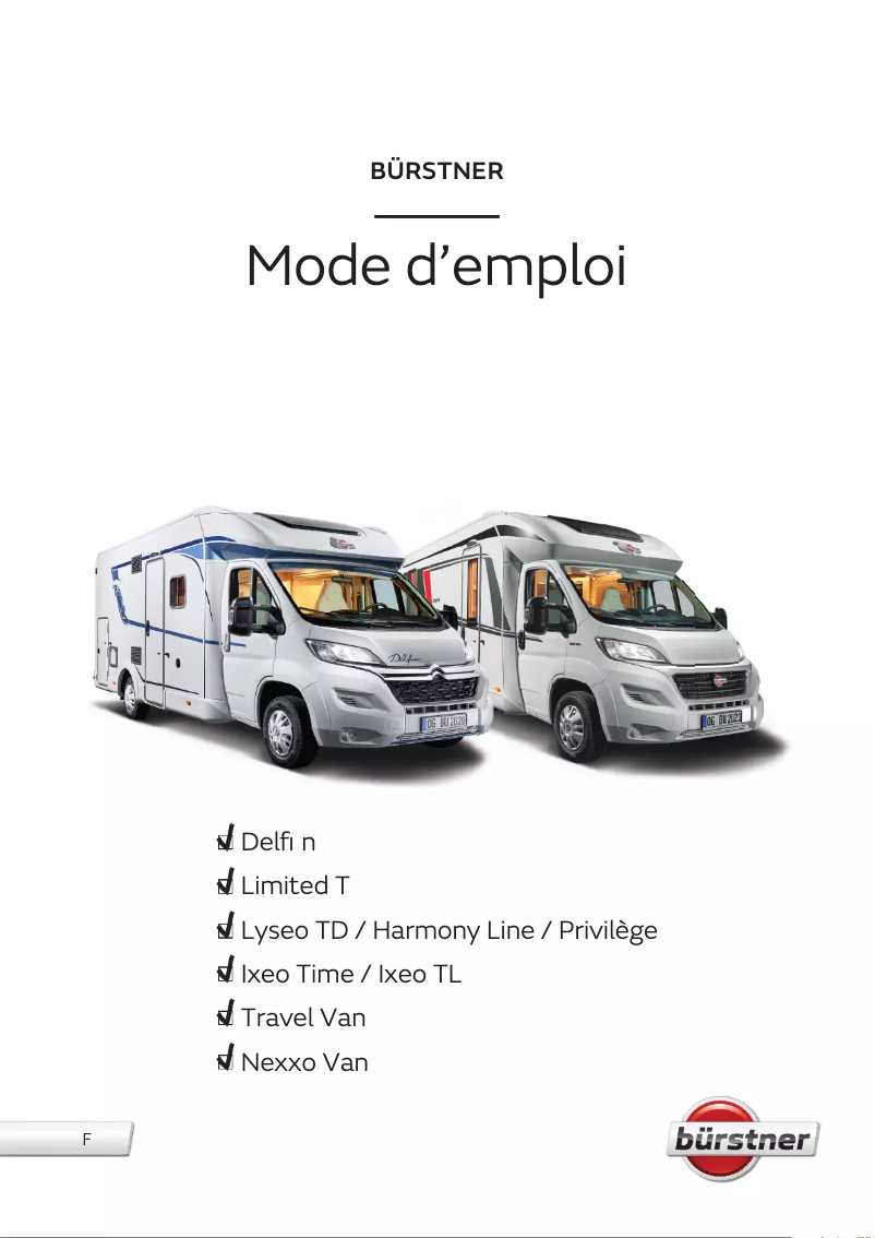 Page 1 de la notice Manuel utilisateur Bürstner Travel Van (2022)