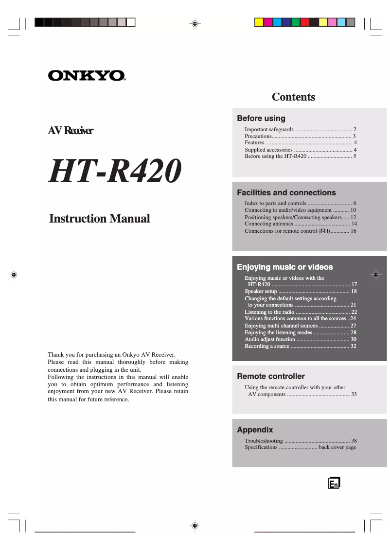 Page 1 de la notice Manuel utilisateur Onkyo HT-S670