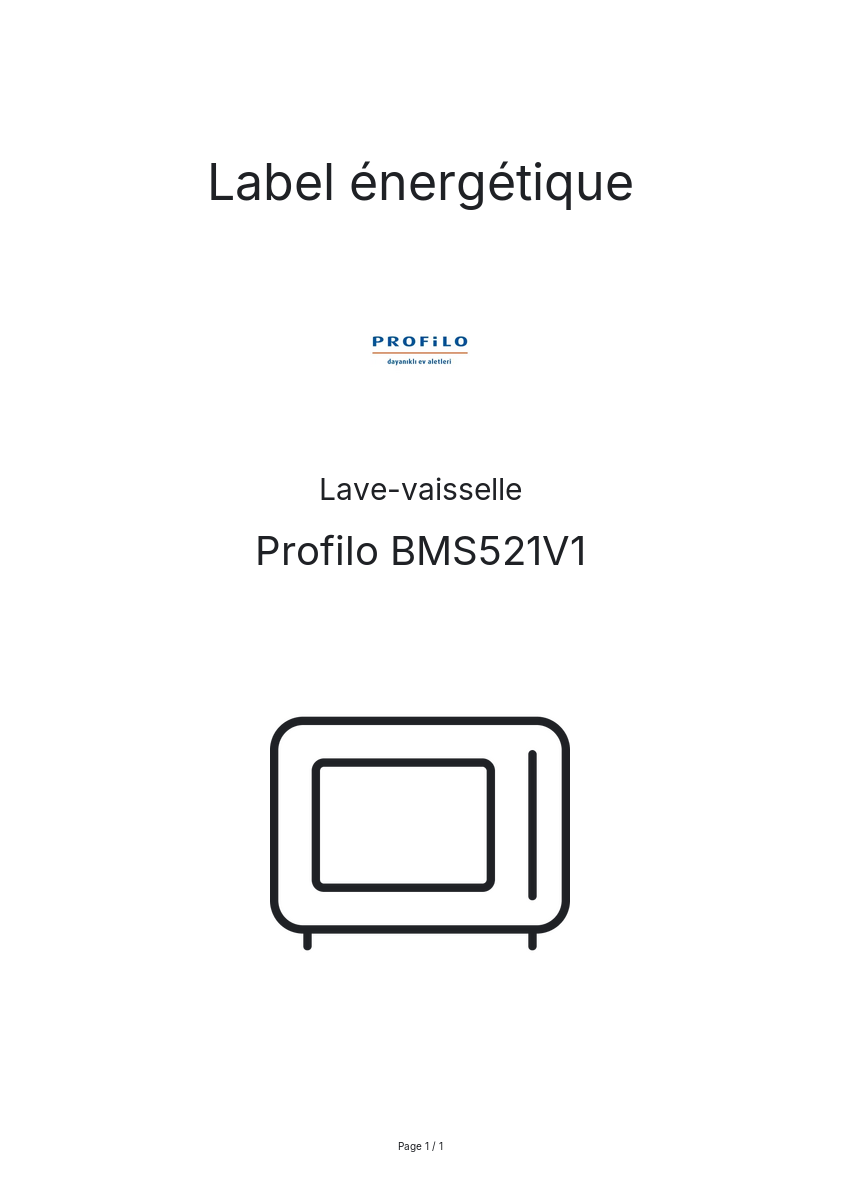 Page n°1 - Label énergétique Profilo BMS521V1
