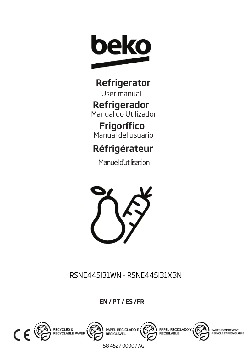 Page n°1 - Manuel utilisateur Beko RSNE445I31WN