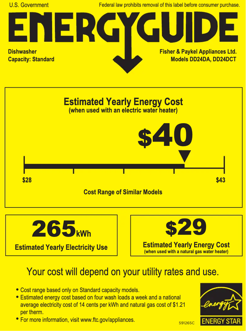 Page n°1 - Label énergétique Fisher & Paykel DD24DT4NX9