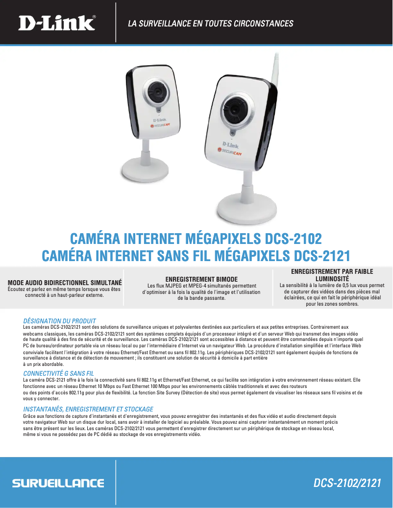 Page 1 de la notice Fiche technique D-Link DCS-2121