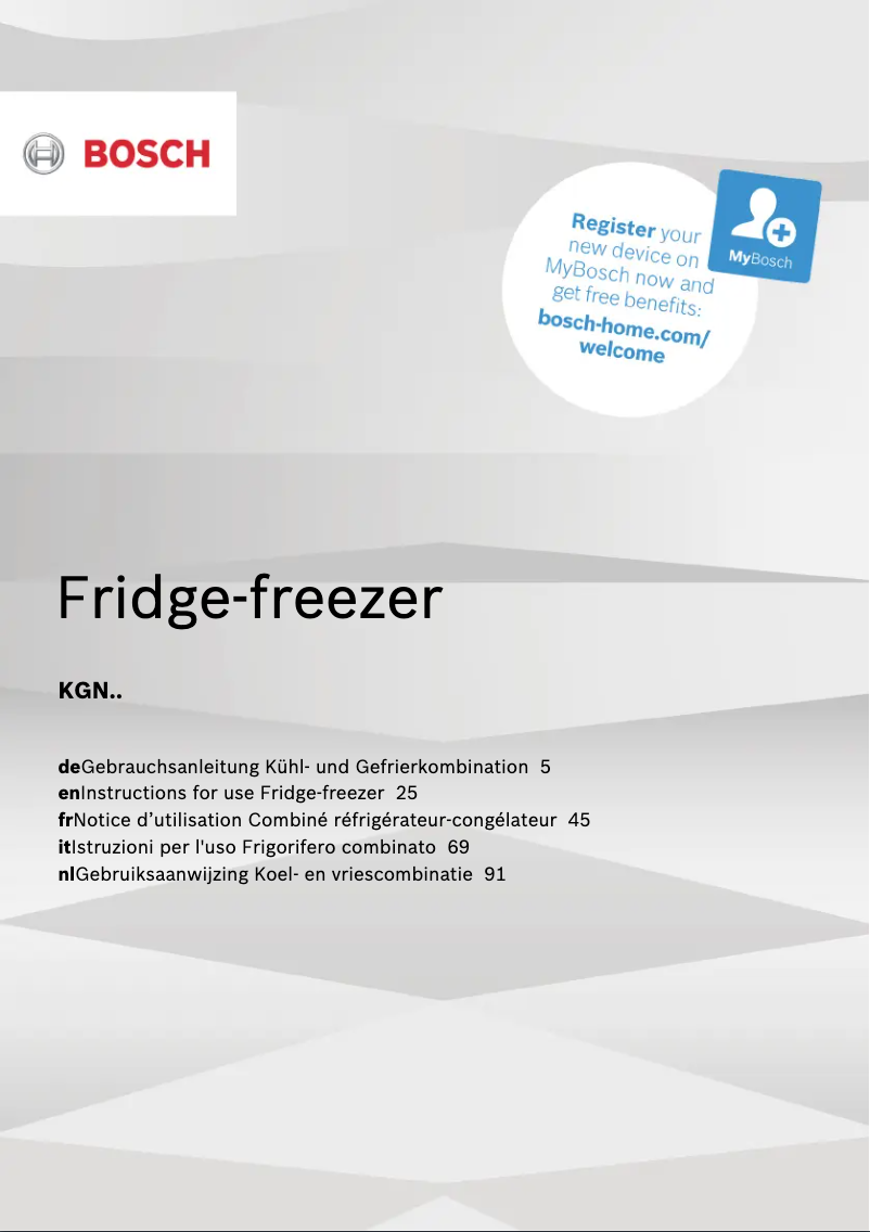 Page n°1 - Manuel utilisateur Bosch KGN397LEP