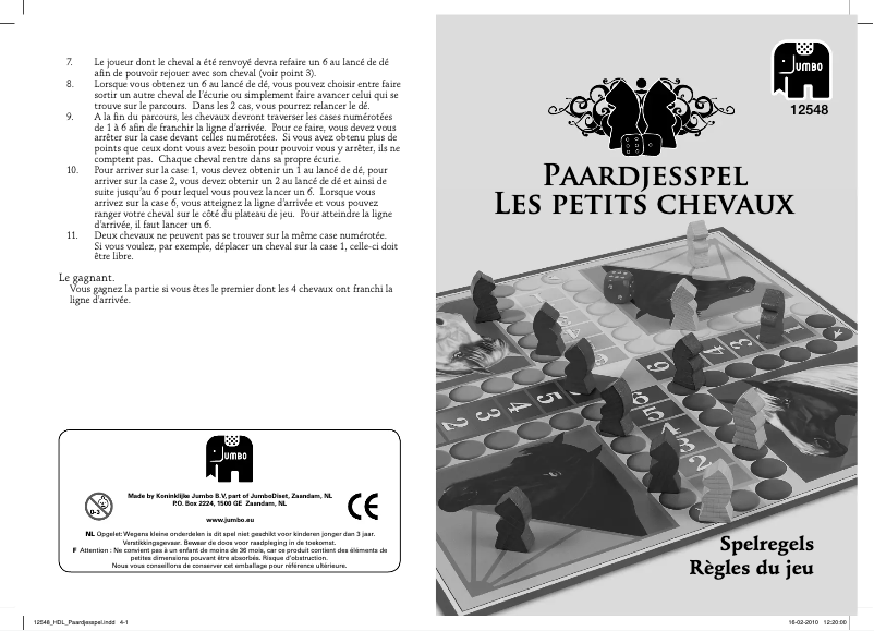 Page 1 de la notice Manuel utilisateur Jumbo Het Paardjesspel