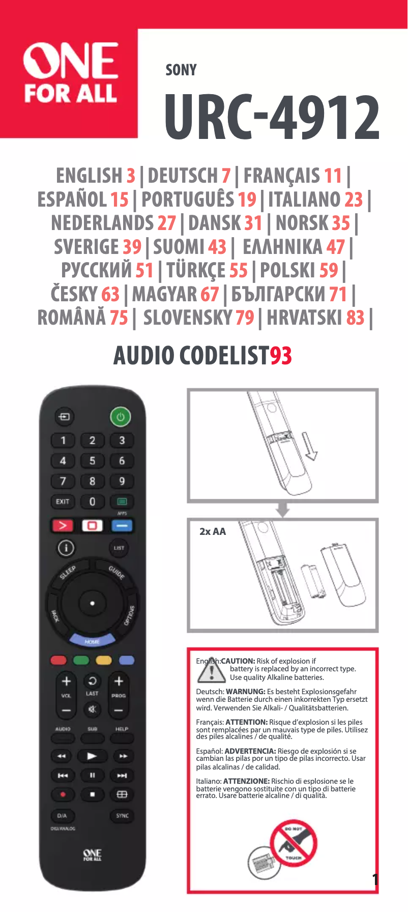 Image de la première page du manuel de l'appareil URC 4912