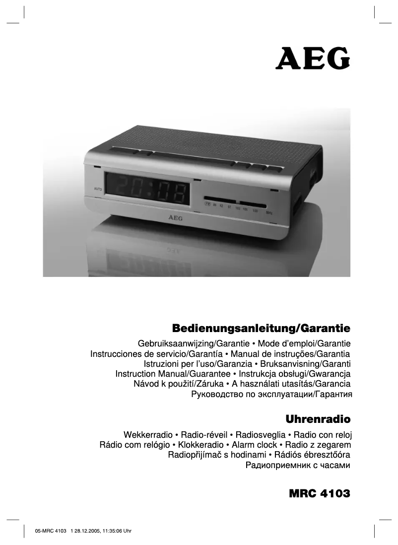 Page 1 de la notice Manuel utilisateur AEG MRC 4103
