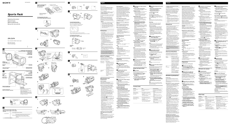 Page 1 de la notice Manuel utilisateur Sony SPK-DVF4