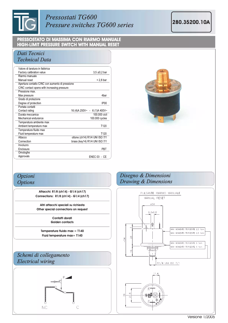 Page 1 de la notice Manuel utilisateur Fantini Cosmi TG600