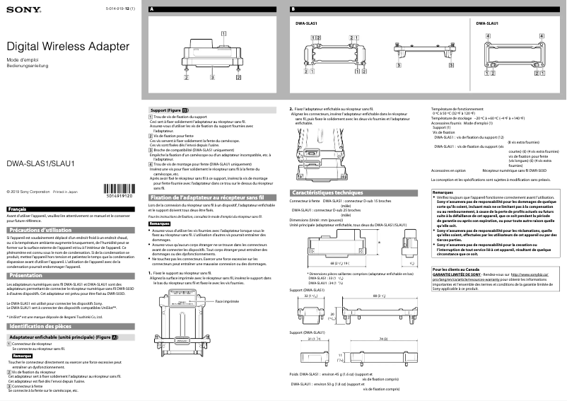 Page n°1 - Manuel utilisateur Sony DWA-SLAS1