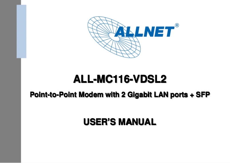 Page 1 de la notice Manuel utilisateur Allnet ALL-MC116-VDSL2
