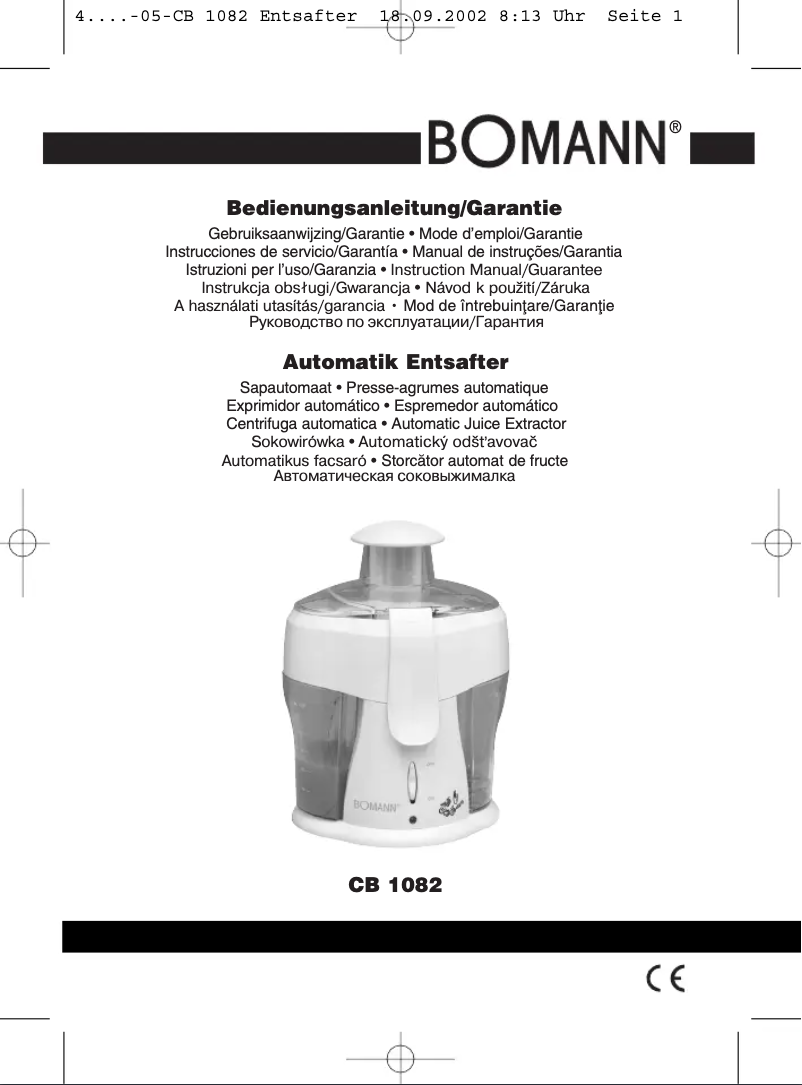 Page 1 de la notice Manuel utilisateur Bomann CB 1082