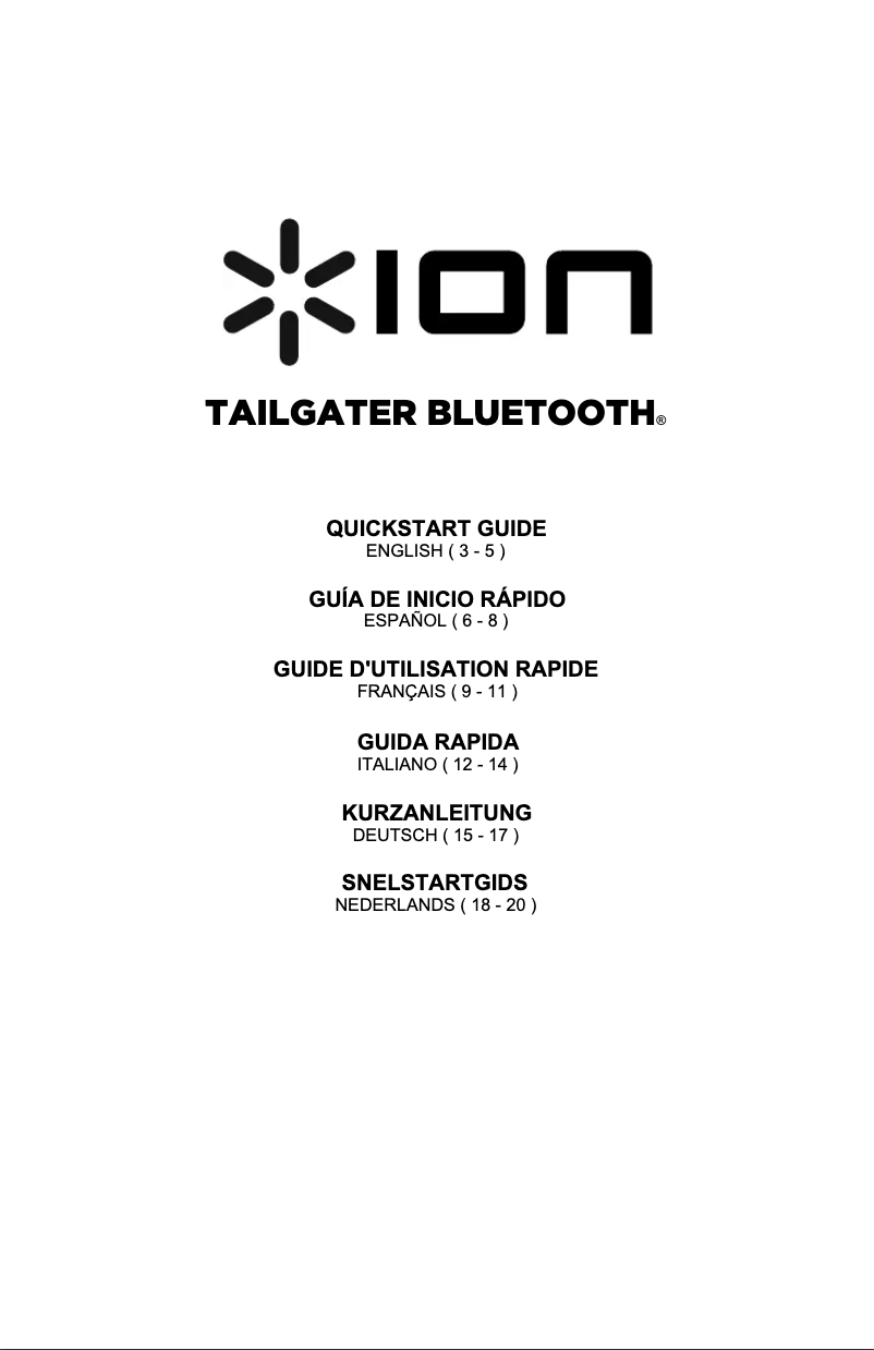 Page n°1 - Manuel utilisateur ION Tailgater Bluetooth