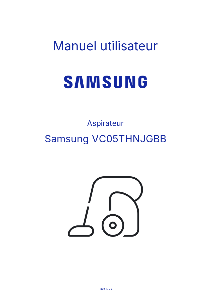 Image de la première page du manuel de l'appareil VC05THNJGBB
