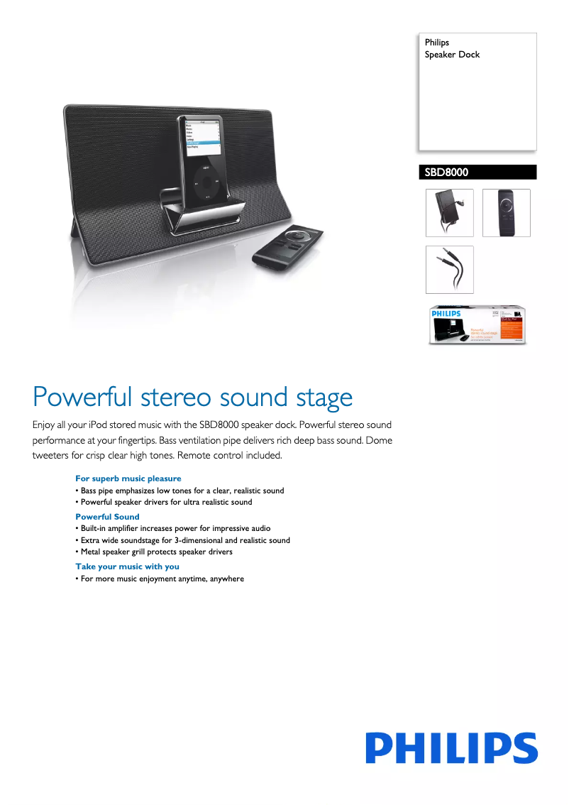 Page 1 de la notice Brochure Philips SBD8000