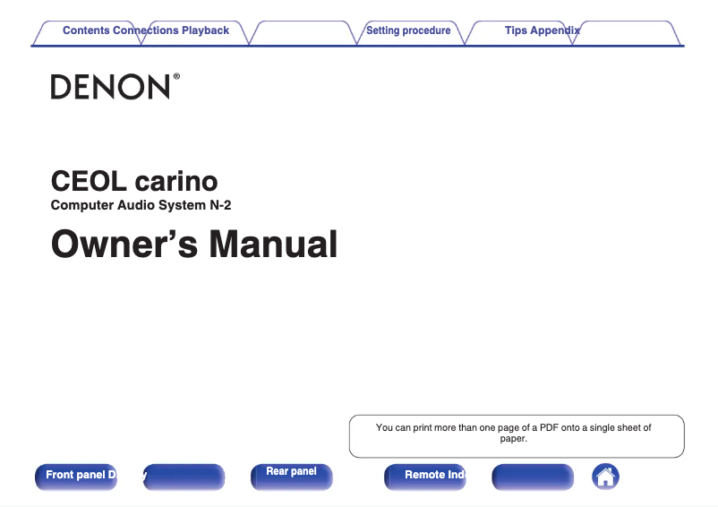 Page 1 de la notice Manuel utilisateur Denon CEOL Carino N-2
