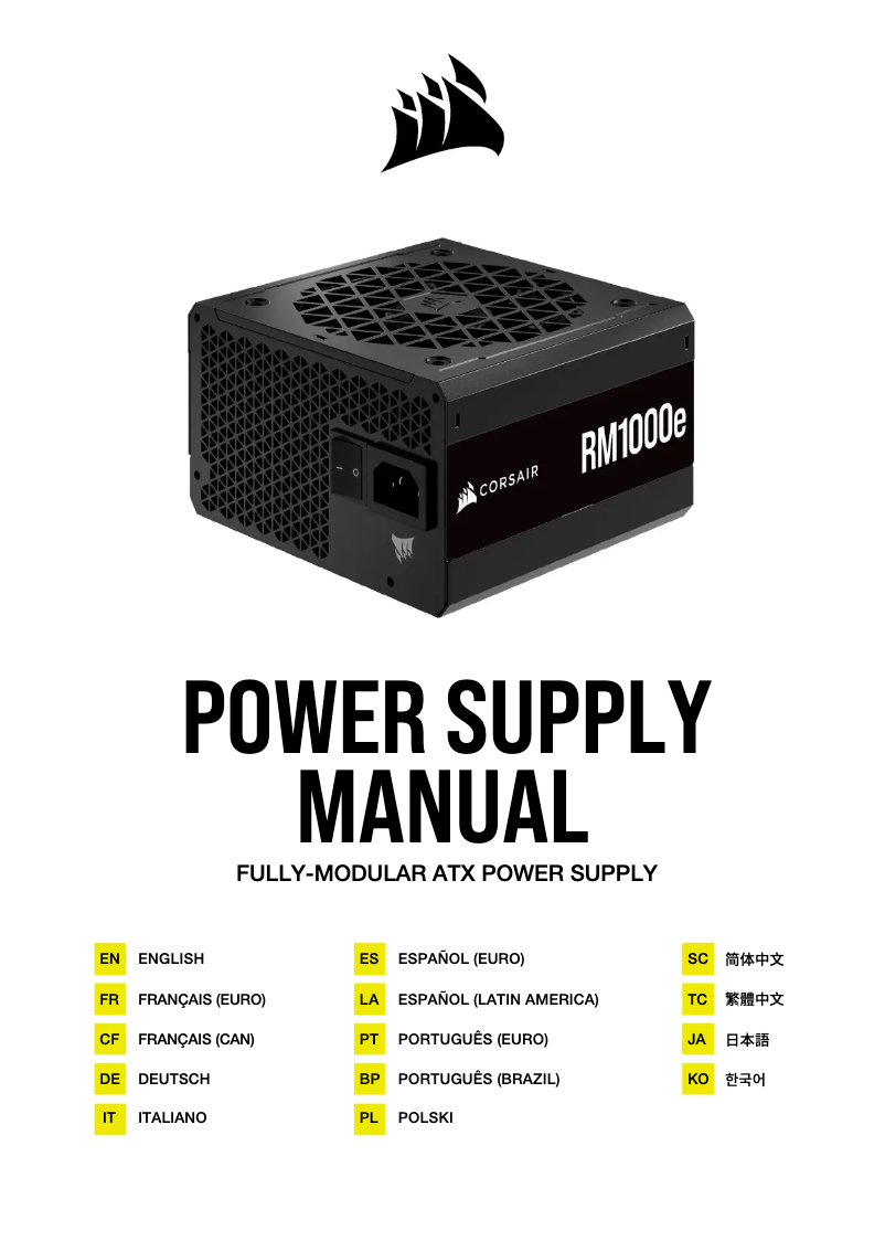 Página 1 del manual Manual de usuario Corsair RM1000e