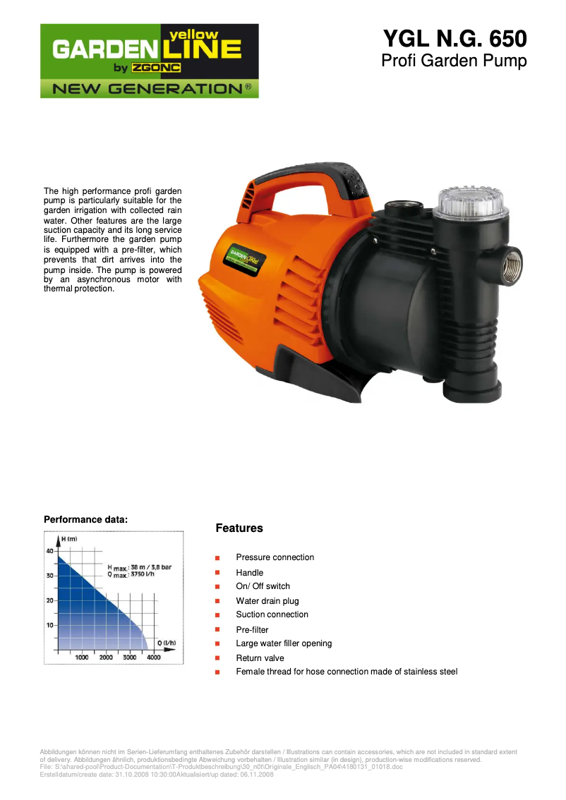Image de la première page du manuel de l'appareil YGL N.G. 650