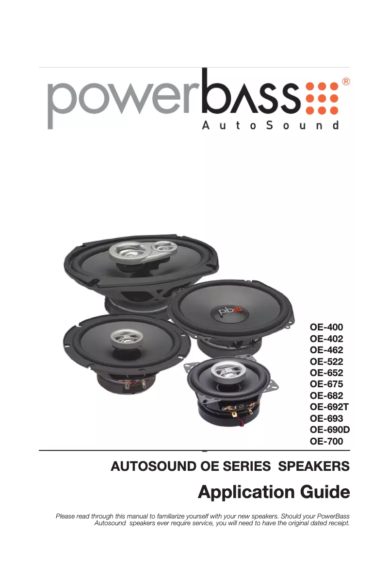 Page 1 de la notice Manuel utilisateur PowerBass Autosound OE-692T