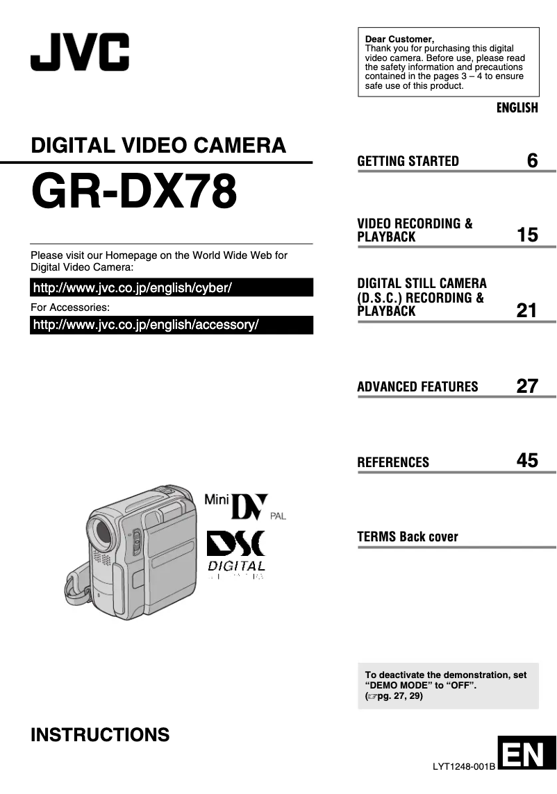 Page 1 de la notice Manuel utilisateur JVC GR-DX78