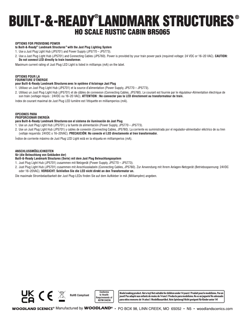 Page n°1 - Manuel utilisateur Woodland Scenics BR5065