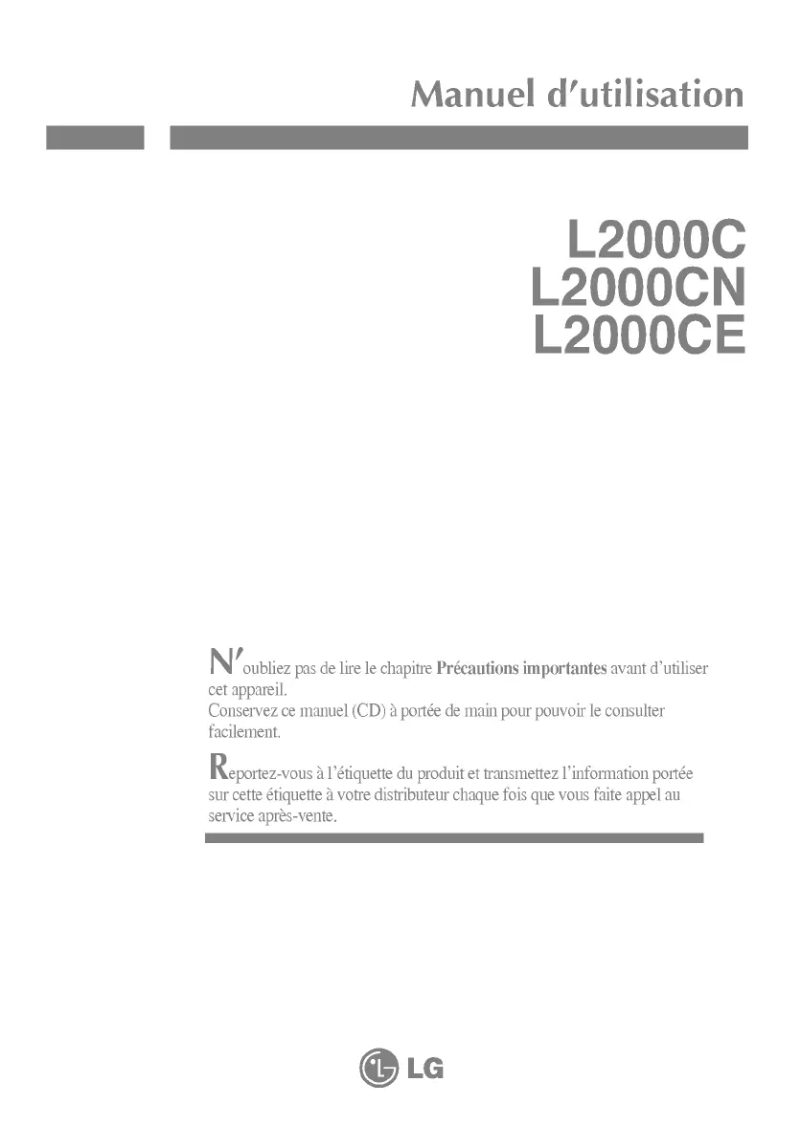 Image de la première page du manuel de l'appareil L2000CN-BF