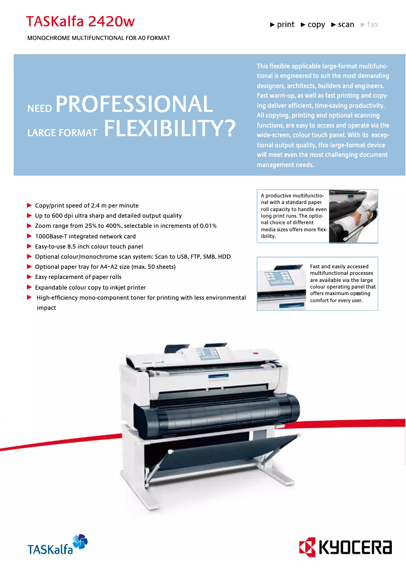 Page n°1 - Fiche technique Kyocera TASKalfa 2420w