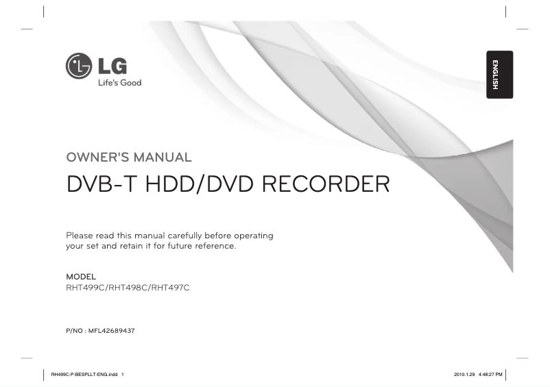 Page n°1 - Manuel utilisateur LG RHT499C