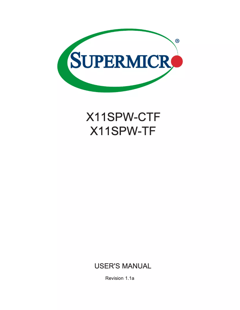 Page 1 de la notice Manuel utilisateur Supermicro X11SPW-CTF