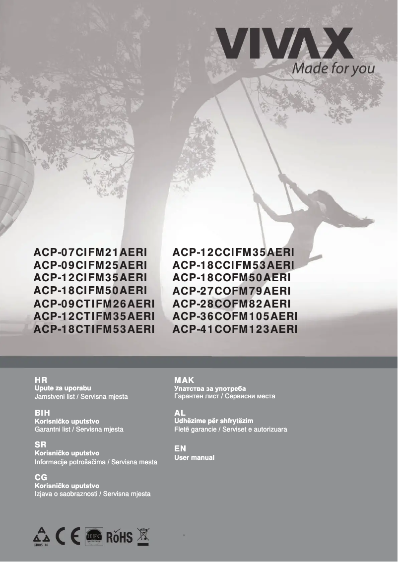 Page 1 de la notice Manuel utilisateur Vivax ACP-12CIFM35AERI