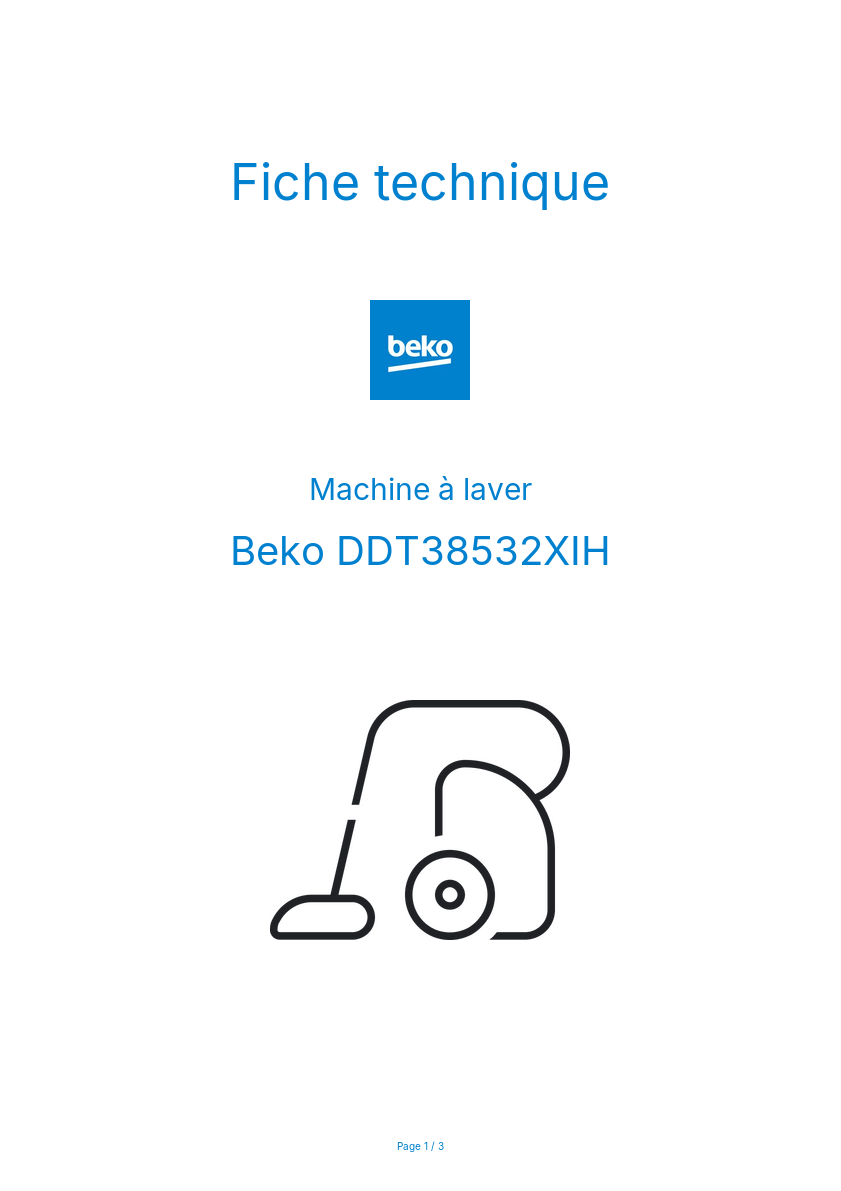 Page n°1 - Fiche technique Beko DDT38532XIH