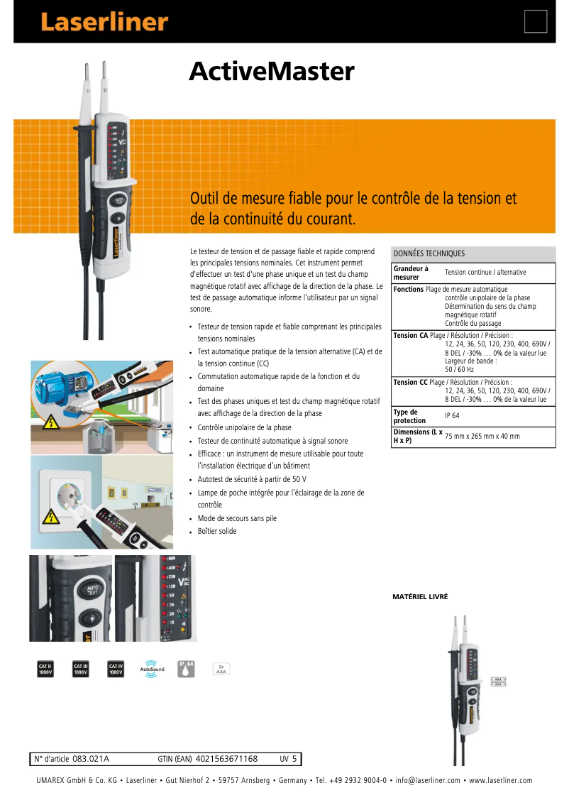 Image de la première page du manuel de l'appareil ActiveMaster