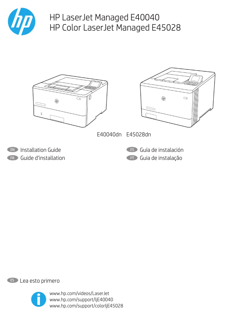 Image de la première page du manuel de l'appareil Color LaserJet Managed E45028