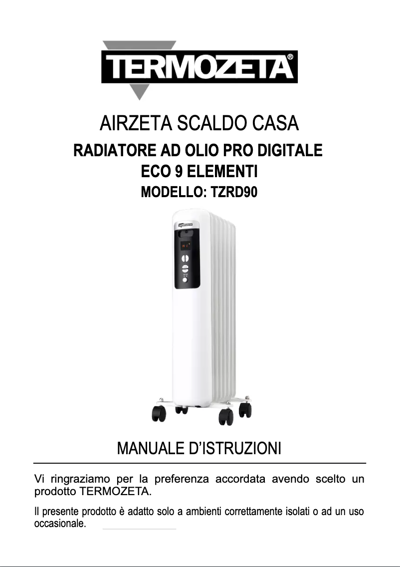 Page 1 de la notice Manuel utilisateur Termozeta TZRD90