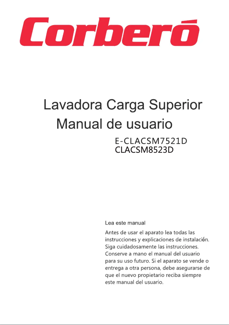 Page n°1 - Manuel utilisateur Corbero CLACSM8523D