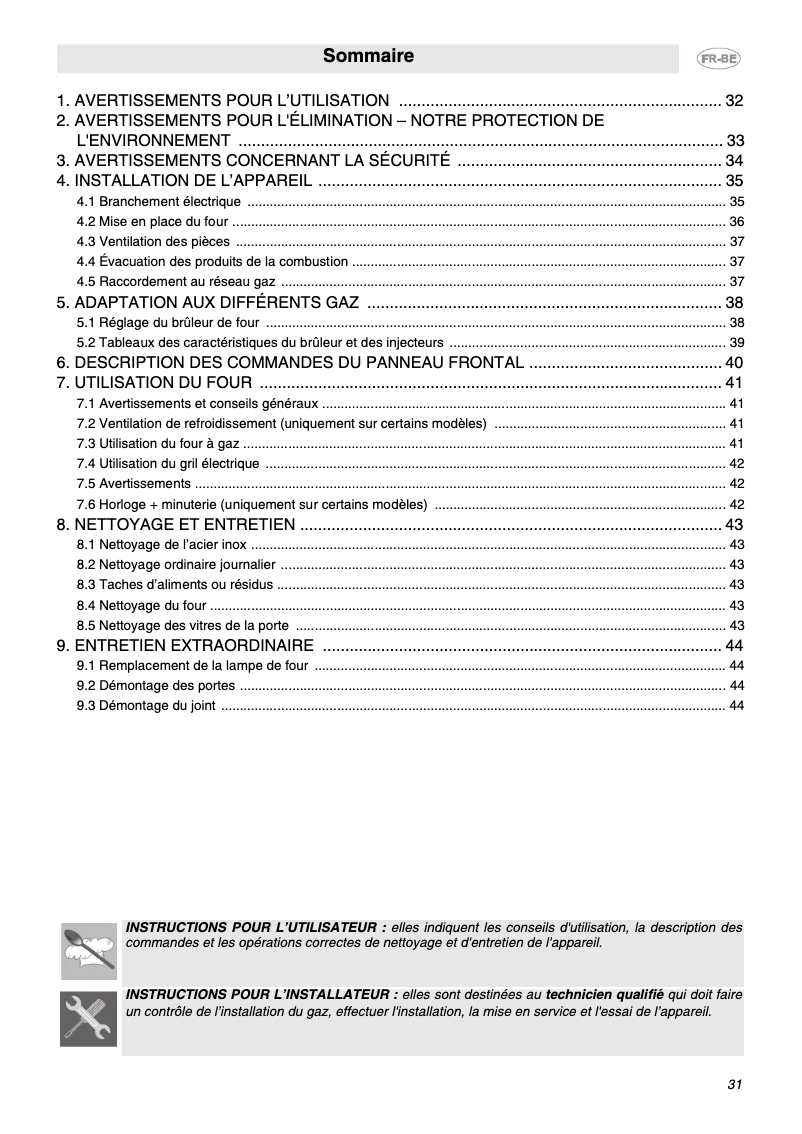 Page 1 de la notice Manuel utilisateur Smeg S340G