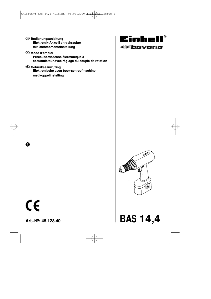 Page n°1 - Manuel utilisateur Bavaria by Einhell BAS 14.4/1