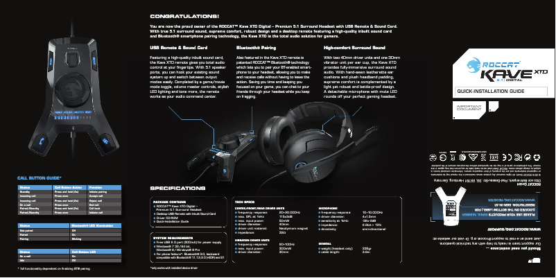 Página 1 del manual Manual de usuario Roccat Kave XTD 5.1 Digital