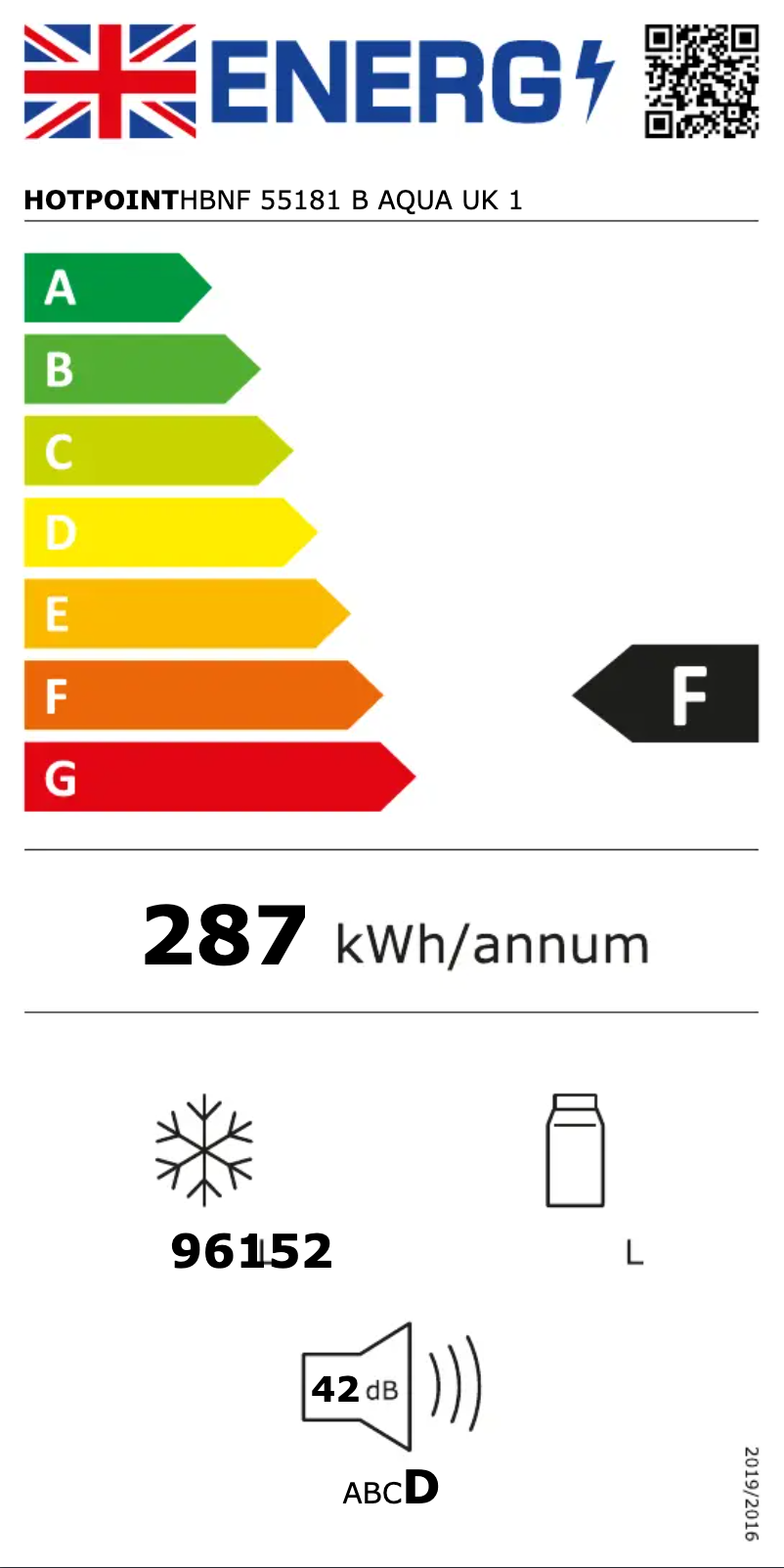 Page n°1 - Label énergétique Hotpoint HBNF 55181 B AQUA UK 1